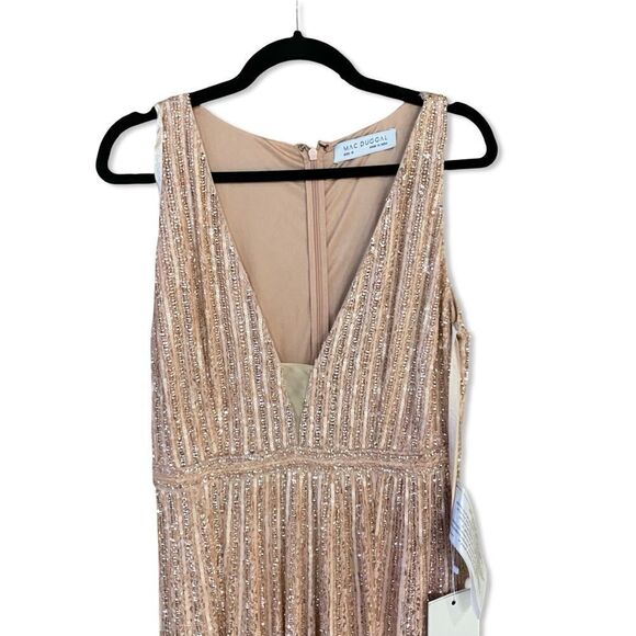 NWT Mac Duggal Sequined Sleeveless Plunge Neck Flowy Gown dress rose pink 10 - Picture 6 of 13